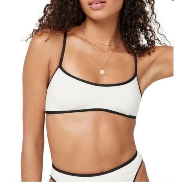 L*Space Pamela Bikini Top Racerback in Cream Black Size Medium NWT - Picture 1 of 6